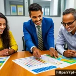 지방재정전문가로서 성공하는 법 - A vibrant city hall office scene in Brazil, showing a diverse group of municipal finance professiona...